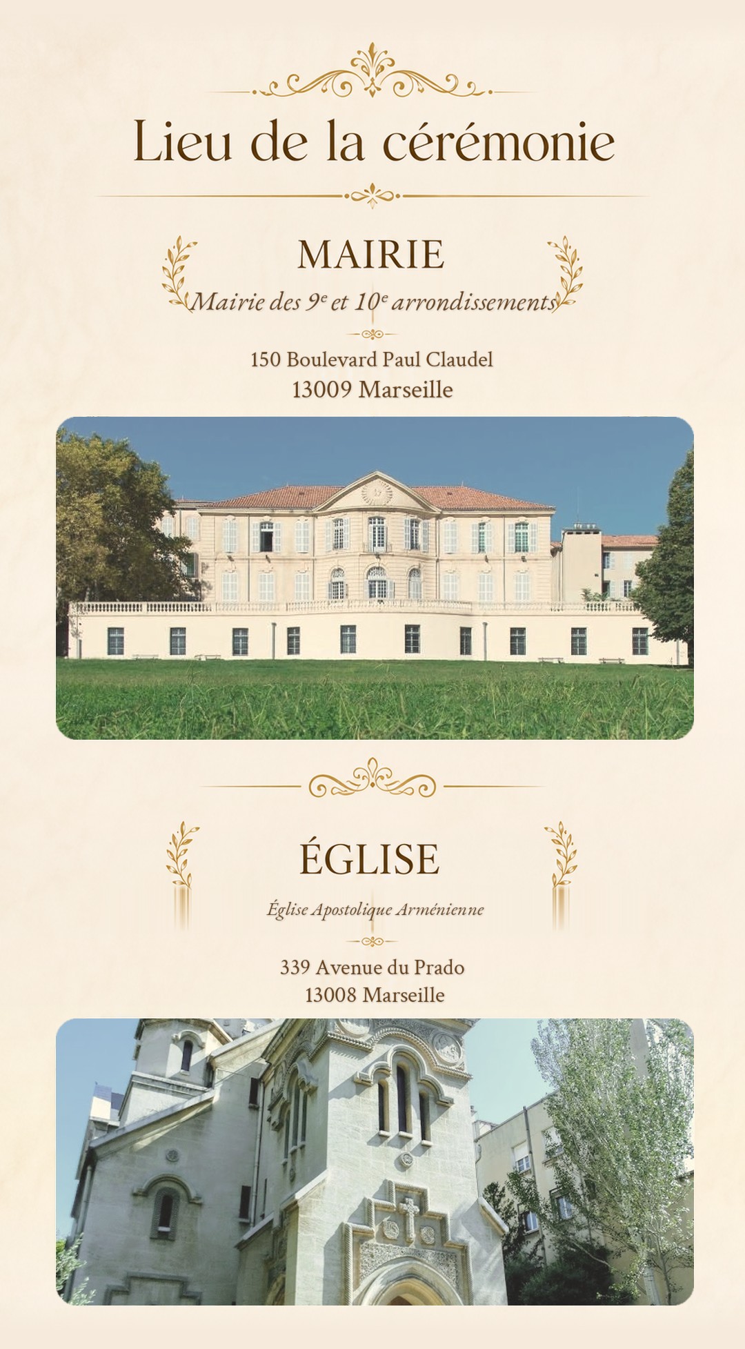 Lieu de la cérémonie